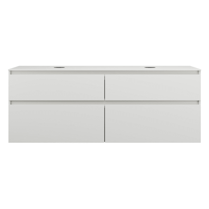 burgbad Lin20 Waschtischunterschrank mit Konsolenplatte 160 cm, 4 Auszüge, Beckenausschnitt links und rechts