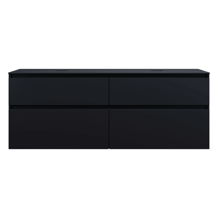 burgbad Lin20 Waschtischunterschrank mit Konsolenplatte 160 cm, 4 Auszüge, Beckenausschnitt links und rechts