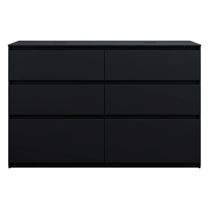 burgbad Lin20 Waschtischunterschrank mit Konsolenplatte 140 cm, 6 Auszüge, Beckenausschnitt links und rechts