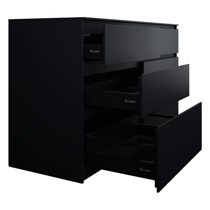 burgbad Lin20 Waschtischunterschrank mit Konsolenplatte 160 cm, 6 Auszüge, Beckenausschnitt rechts