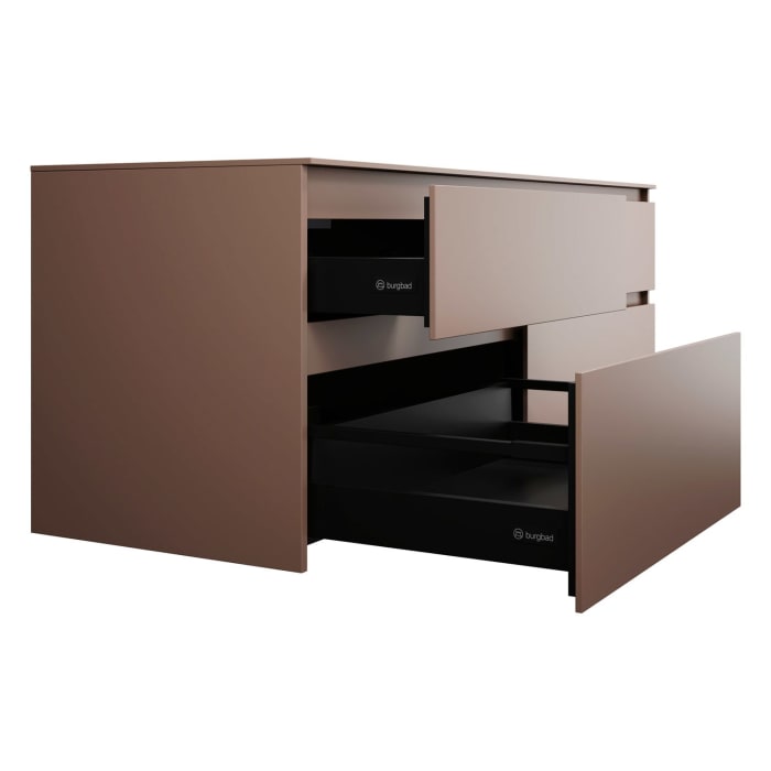 burgbad Lin20 Waschtischunterschrank mit Konsolenplatte 160 cm, 4 Auszüge, Beckenausschnitt links und rechts