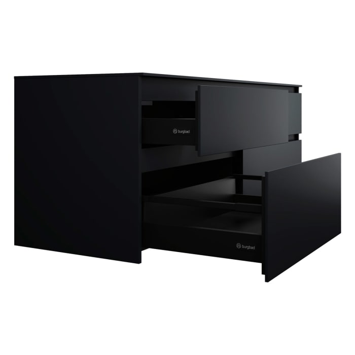 burgbad Lin20 Waschtischunterschrank mit Konsolenplatte 160 cm, 4 Auszüge, Beckenausschnitt links und rechts