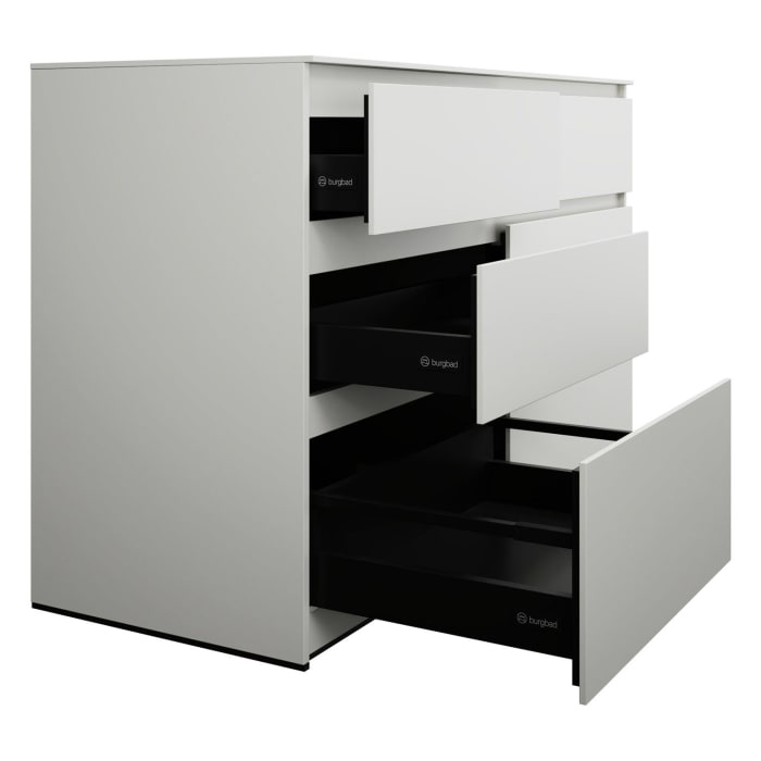 burgbad Lin20 Waschtischunterschrank mit Konsolenplatte 140 cm, 6 Auszüge, Beckenausschnitt links und rechts