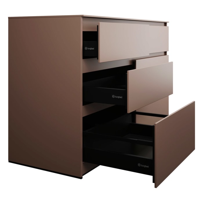 burgbad Lin20 Waschtischunterschrank mit Konsolenplatte 140 cm, 6 Auszüge, Beckenausschnitt links und rechts