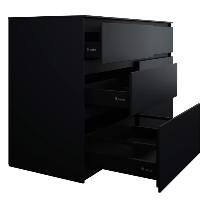 burgbad Lin20 Waschtischunterschrank mit Konsolenplatte 140 cm, 6 Auszüge, Beckenausschnitt links und rechts