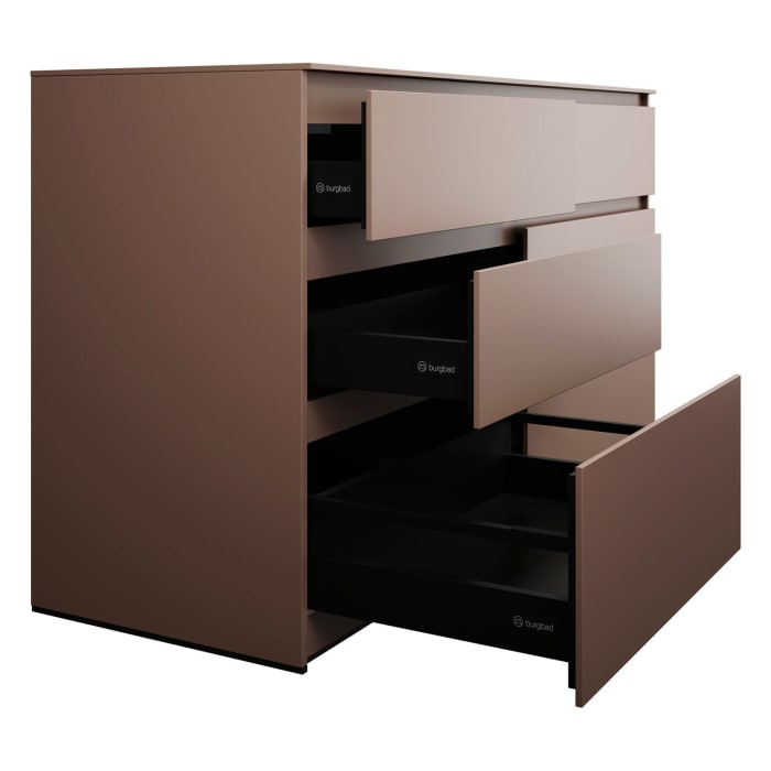 burgbad Lin20 Waschtischunterschrank mit Konsolenplatte 160 cm, 6 Auszüge, Beckenausschnitt links und rechts