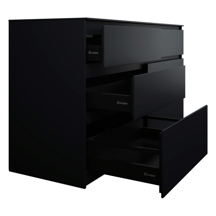 burgbad Lin20 Waschtischunterschrank mit Konsolenplatte 160 cm, 6 Auszüge, Beckenausschnitt links und rechts