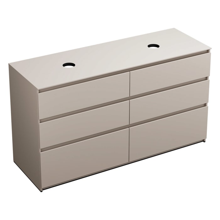 burgbad Lin20 Waschtischunterschrank mit Konsolenplatte 160 cm, 6 Auszüge, Beckenausschnitt links und rechts