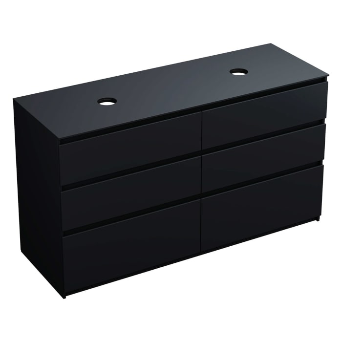 burgbad Lin20 Waschtischunterschrank mit Konsolenplatte 160 cm, 6 Auszüge, Beckenausschnitt links und rechts