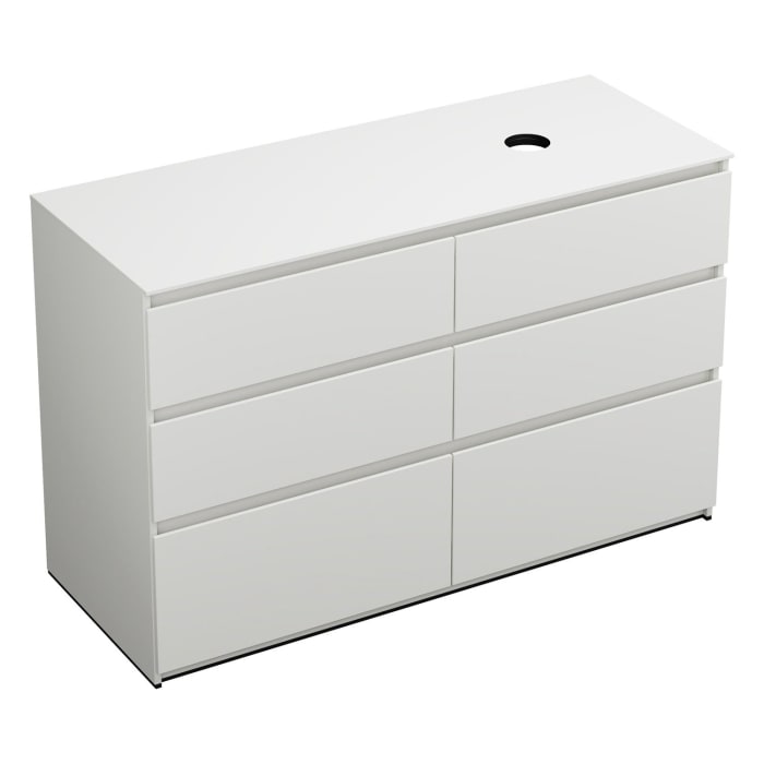 burgbad Lin20 Waschtischunterschrank mit Konsolenplatte 140 cm, 6 Auszüge, Beckenausschnitt rechts