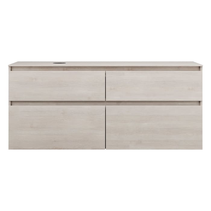 burgbad Lin20 Waschtischunterschrank mit Konsolenplatte 140 cm, 4 Auszüge, Beckenausschnitt links