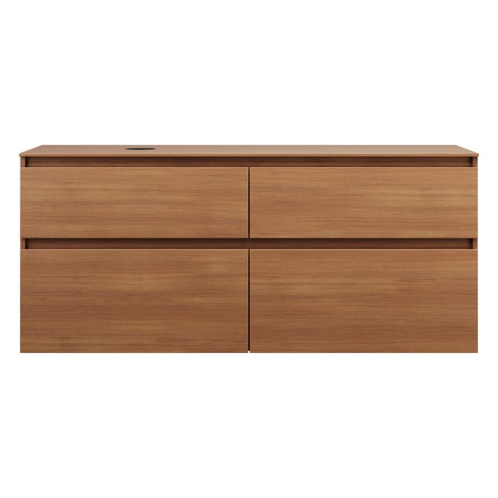 burgbad Lin20 Waschtischunterschrank mit Konsolenplatte 140 cm, 4 Auszüge, Beckenausschnitt links