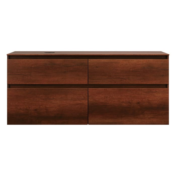 burgbad Lin20 Waschtischunterschrank mit Konsolenplatte 140 cm, 4 Auszüge, Beckenausschnitt links