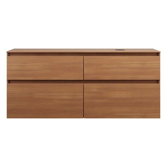 burgbad Lin20 Waschtischunterschrank mit Konsolenplatte 140 cm, 4 Auszüge, Beckenausschnitt rechts