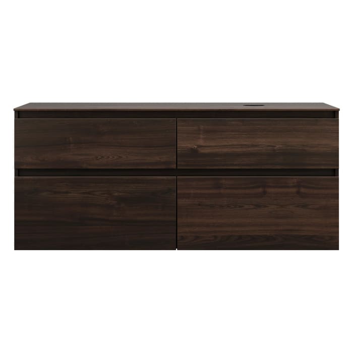 burgbad Lin20 Waschtischunterschrank mit Konsolenplatte 140 cm, 4 Auszüge, Beckenausschnitt rechts