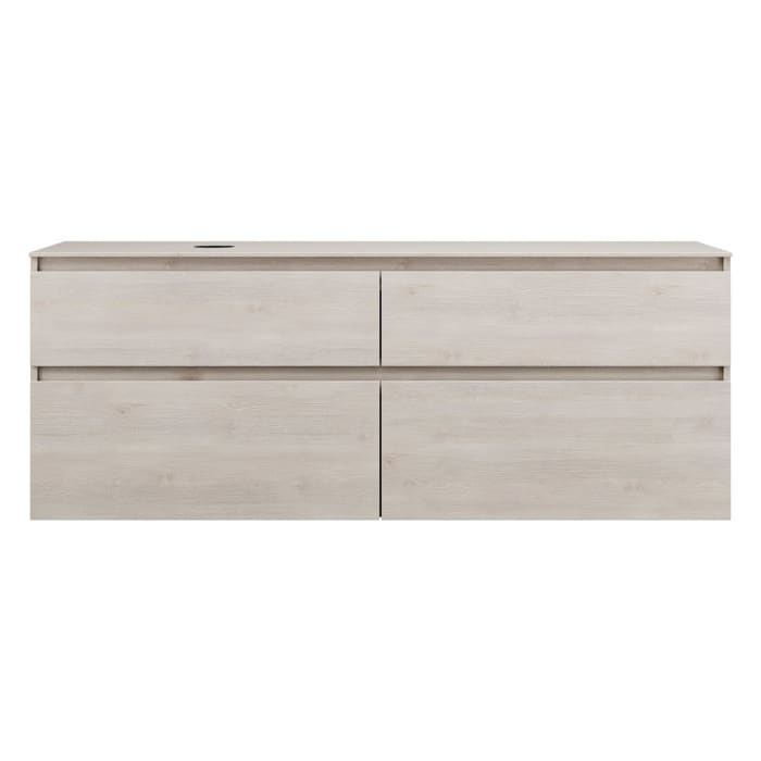 burgbad Lin20 Waschtischunterschrank mit Konsolenplatte 160 cm, 4 Auszüge, Beckenausschnitt links