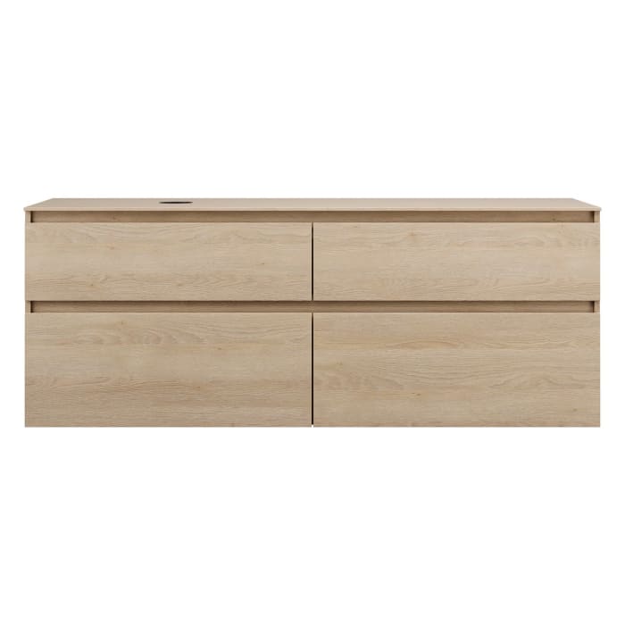 burgbad Lin20 Waschtischunterschrank mit Konsolenplatte 160 cm, 4 Auszüge, Beckenausschnitt links