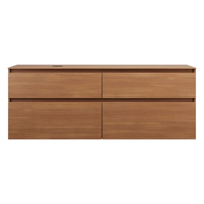 burgbad Lin20 Waschtischunterschrank mit Konsolenplatte 160 cm, 4 Auszüge, Beckenausschnitt links