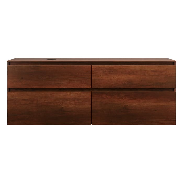 burgbad Lin20 Waschtischunterschrank mit Konsolenplatte 160 cm, 4 Auszüge, Beckenausschnitt links