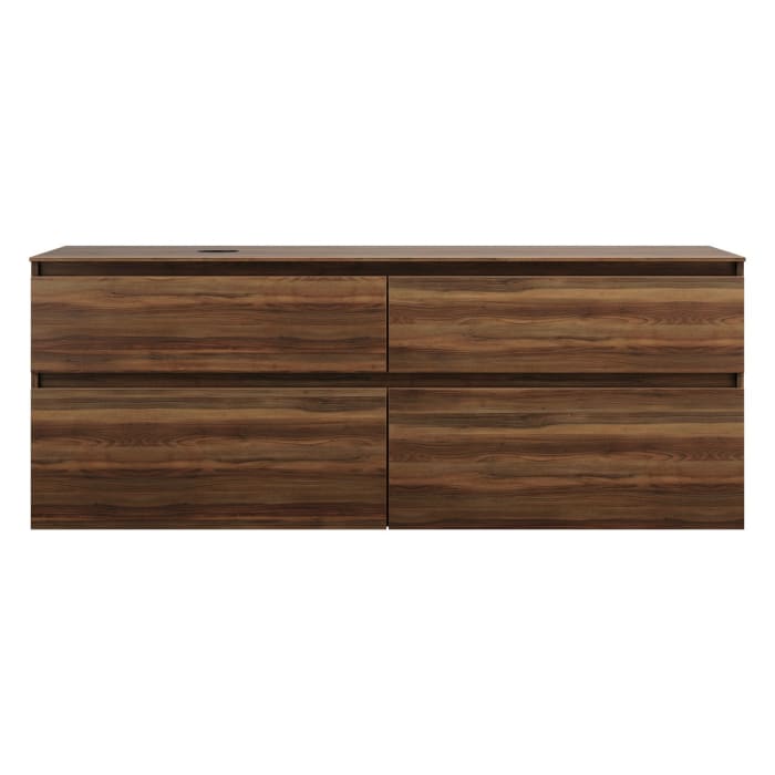 burgbad Lin20 Waschtischunterschrank mit Konsolenplatte 160 cm, 4 Auszüge, Beckenausschnitt links