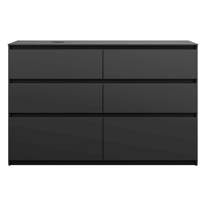 burgbad Lin20 Waschtischunterschrank mit Konsolenplatte 140 cm, 6 Auszüge, Beckenausschnitt links