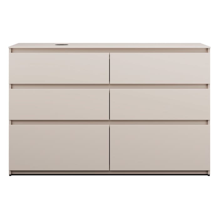 burgbad Lin20 Waschtischunterschrank mit Konsolenplatte 140 cm, 6 Auszüge, Beckenausschnitt links