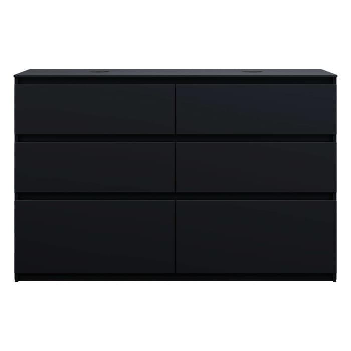 burgbad Lin20 Waschtischunterschrank mit Konsolenplatte 140 cm, 6 Auszüge, Beckenausschnitt links und rechts