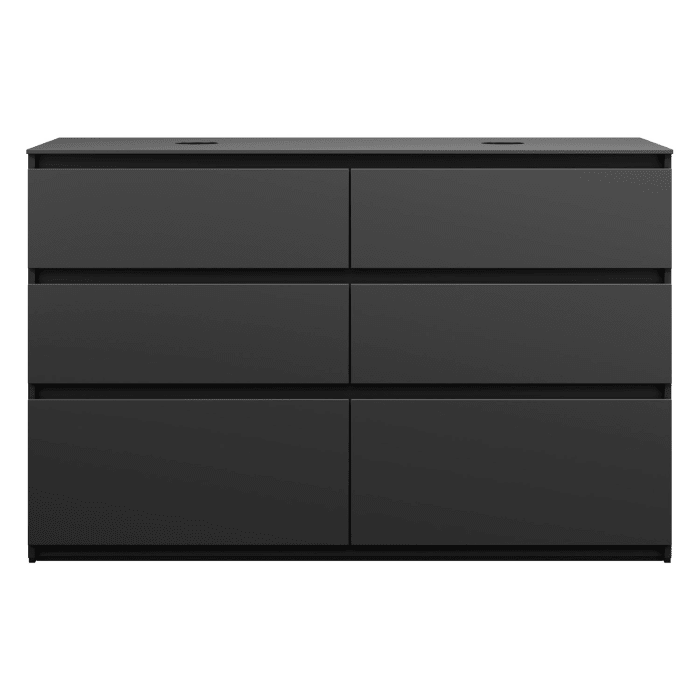 burgbad Lin20 Waschtischunterschrank mit Konsolenplatte 140 cm, 6 Auszüge, Beckenausschnitt links und rechts