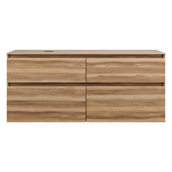 burgbad Lin20 Waschtischunterschrank mit Konsolenplatte 140 cm, 4 Auszüge, Beckenausschnitt links