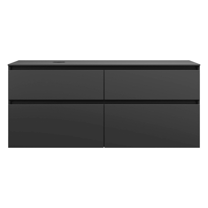 burgbad Lin20 Waschtischunterschrank mit Konsolenplatte 140 cm, 4 Auszüge, Beckenausschnitt links