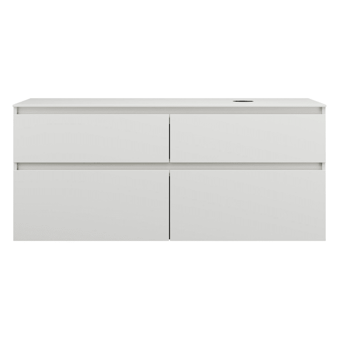 burgbad Lin20 Waschtischunterschrank mit Konsolenplatte 140 cm, 4 Auszüge, Beckenausschnitt rechts