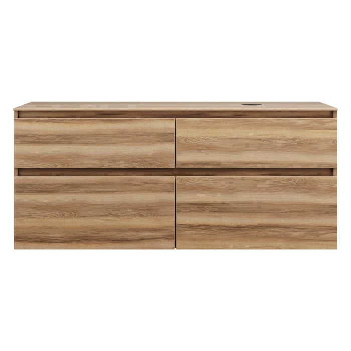 burgbad Lin20 Waschtischunterschrank mit Konsolenplatte 140 cm, 4 Auszüge, Beckenausschnitt rechts