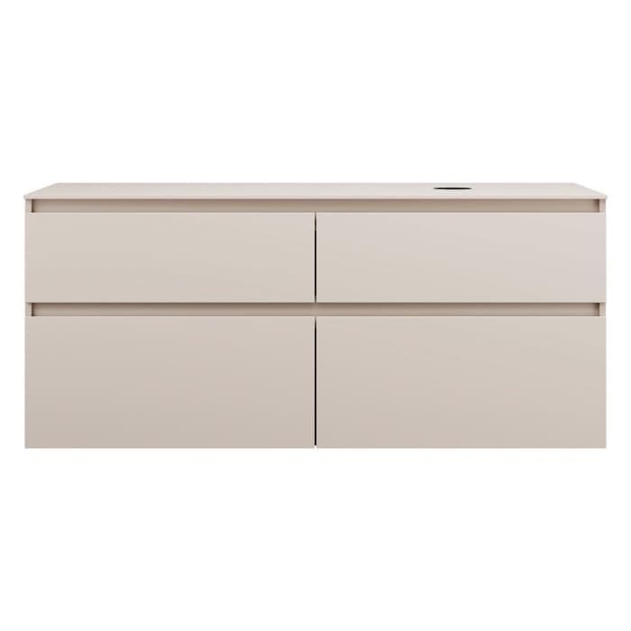 burgbad Lin20 Waschtischunterschrank mit Konsolenplatte 140 cm, 4 Auszüge, Beckenausschnitt rechts