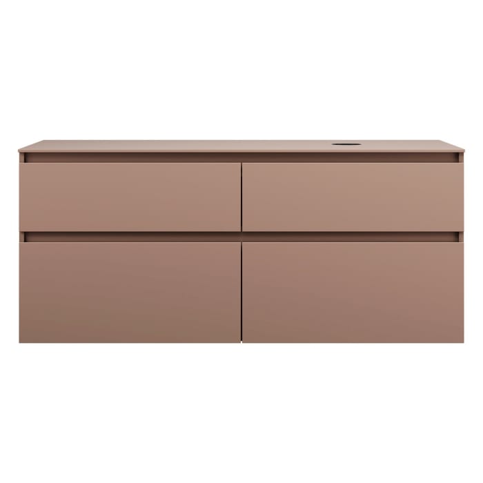 burgbad Lin20 Waschtischunterschrank mit Konsolenplatte 140 cm, 4 Auszüge, Beckenausschnitt rechts