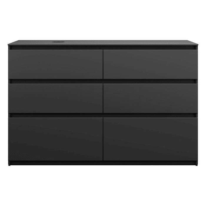 burgbad Lin20 Waschtischunterschrank mit Konsolenplatte 140 cm, 6 Auszüge, Beckenausschnitt links