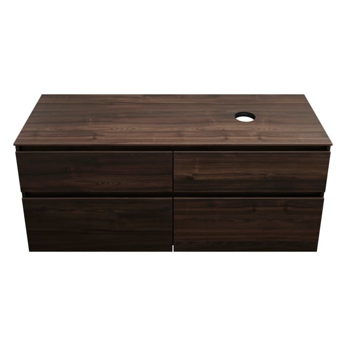 burgbad Lin20 Waschtischunterschrank mit Konsolenplatte 140 cm, 4 Auszüge, Beckenausschnitt rechts