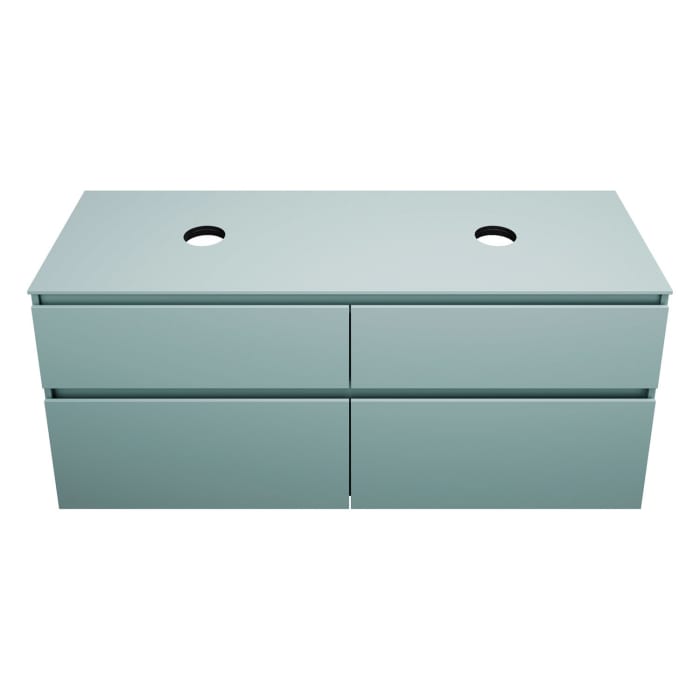 burgbad Lin20 Waschtischunterschrank mit Konsolenplatte 140 cm, 4 Auszüge, Beckenausschnitt links und rechts