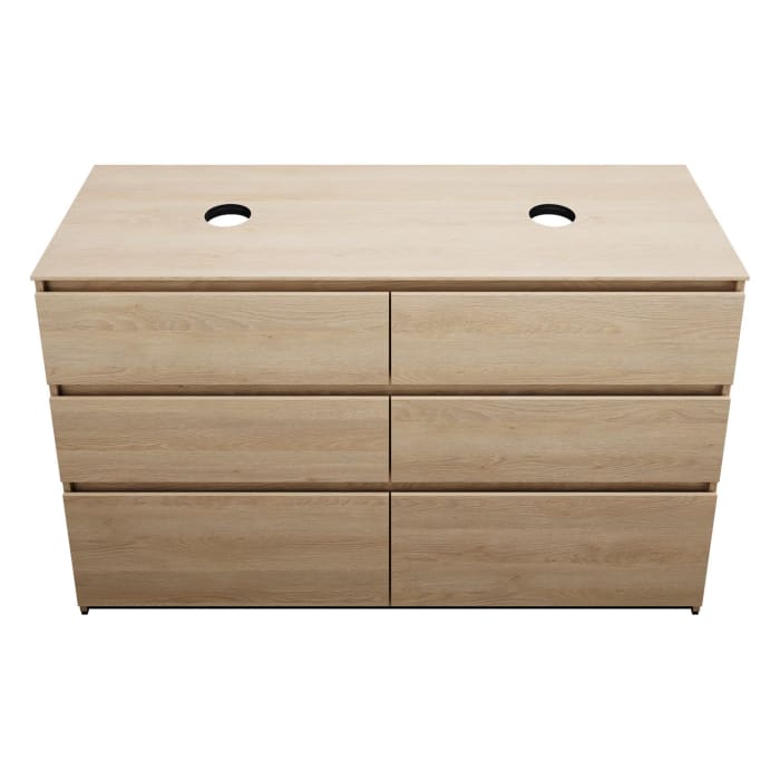 burgbad Lin20 Waschtischunterschrank mit Konsolenplatte 140 cm, 6 Auszüge, Beckenausschnitt links und rechts