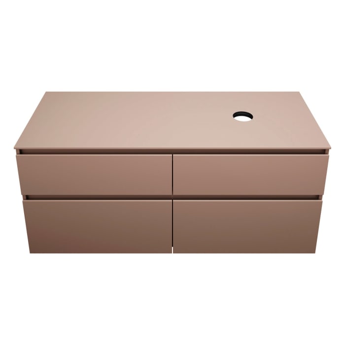 burgbad Lin20 Waschtischunterschrank mit Konsolenplatte 140 cm, 4 Auszüge, Beckenausschnitt rechts