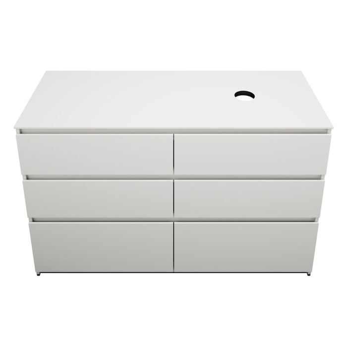 burgbad Lin20 Waschtischunterschrank mit Konsolenplatte 140 cm, 6 Auszüge, Beckenausschnitt rechts