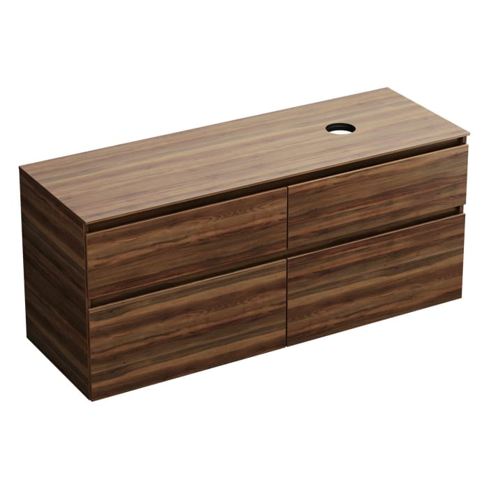 burgbad Lin20 Waschtischunterschrank mit Konsolenplatte 140 cm, 4 Auszüge, Beckenausschnitt rechts