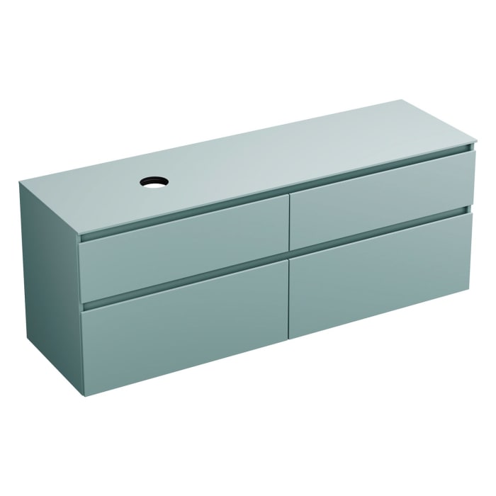 burgbad Lin20 Waschtischunterschrank mit Konsolenplatte 160 cm, 4 Auszüge, Beckenausschnitt links