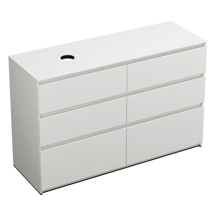 burgbad Lin20 Waschtischunterschrank mit Konsolenplatte 140 cm, 6 Auszüge, Beckenausschnitt links