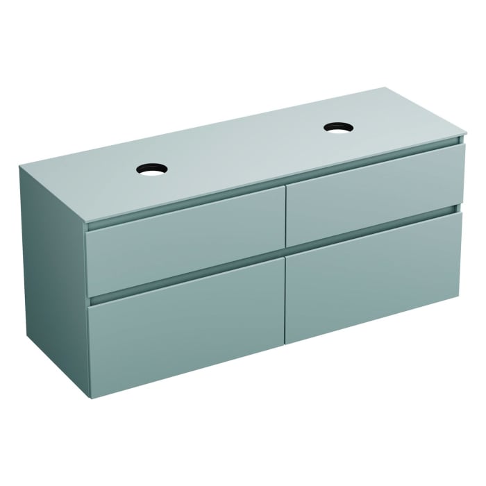 burgbad Lin20 Waschtischunterschrank mit Konsolenplatte 140 cm, 4 Auszüge, Beckenausschnitt links und rechts