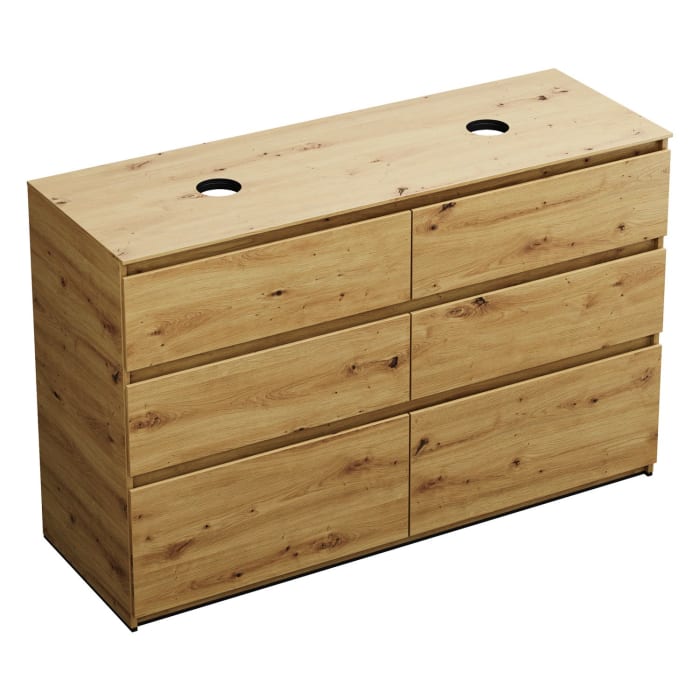 burgbad Lin20 Waschtischunterschrank mit Konsolenplatte 140 cm, 6 Auszüge, Beckenausschnitt links und rechts