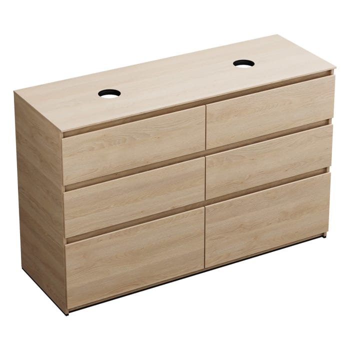 burgbad Lin20 Waschtischunterschrank mit Konsolenplatte 140 cm, 6 Auszüge, Beckenausschnitt links und rechts