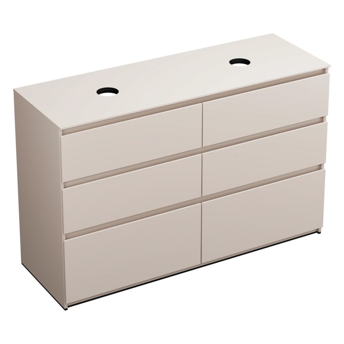 burgbad Lin20 Waschtischunterschrank mit Konsolenplatte 140 cm, 6 Auszüge, Beckenausschnitt links und rechts