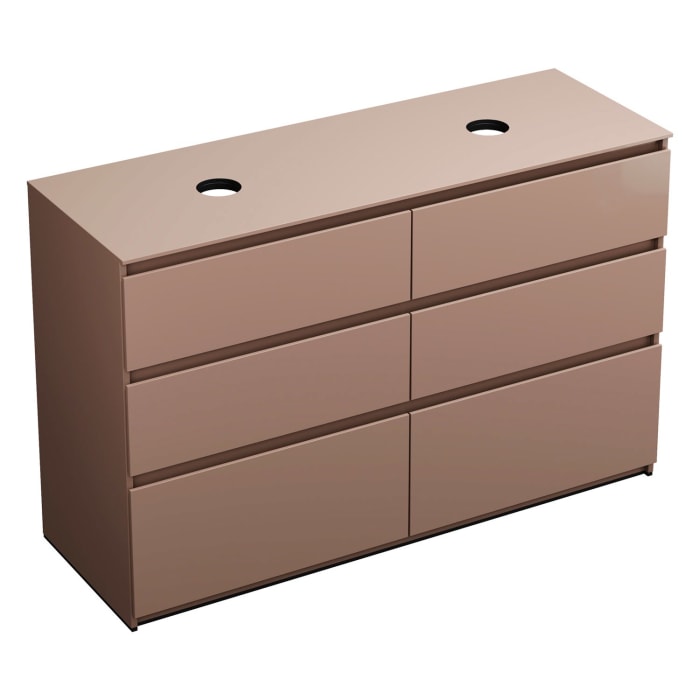 burgbad Lin20 Waschtischunterschrank mit Konsolenplatte 140 cm, 6 Auszüge, Beckenausschnitt links und rechts