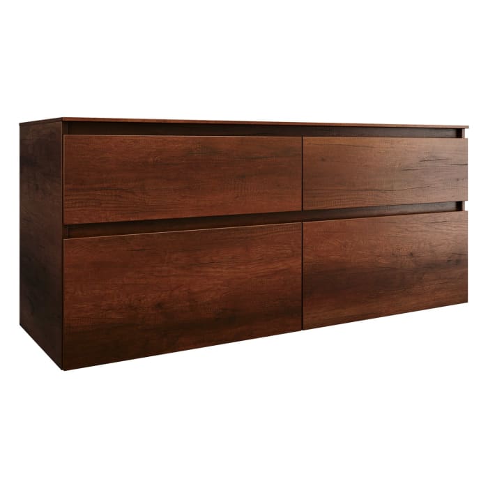 burgbad Lin20 Waschtischunterschrank mit Konsolenplatte 140 cm, 4 Auszüge, Beckenausschnitt links