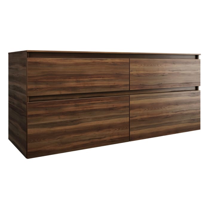 burgbad Lin20 Waschtischunterschrank mit Konsolenplatte 140 cm, 4 Auszüge, Beckenausschnitt links